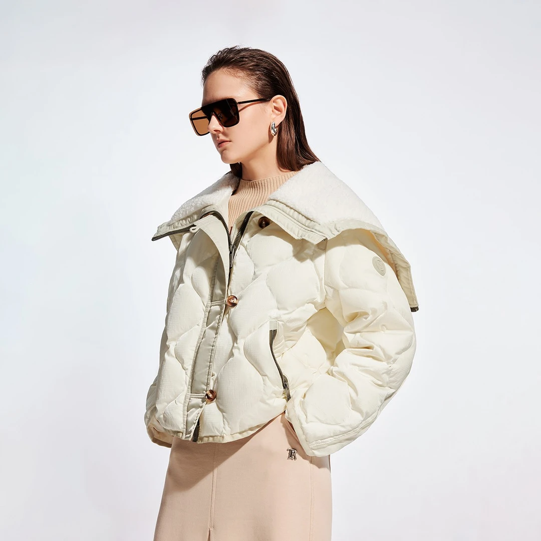 【90白鸭绒】ONLY冬季简约短款宽松羽绒服女保暖休闲百搭|124423037