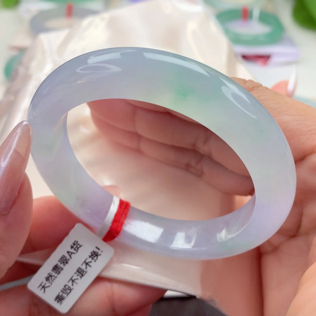 未镶嵌手镯翡翠55.7冰春彩 见光不失色 小柒