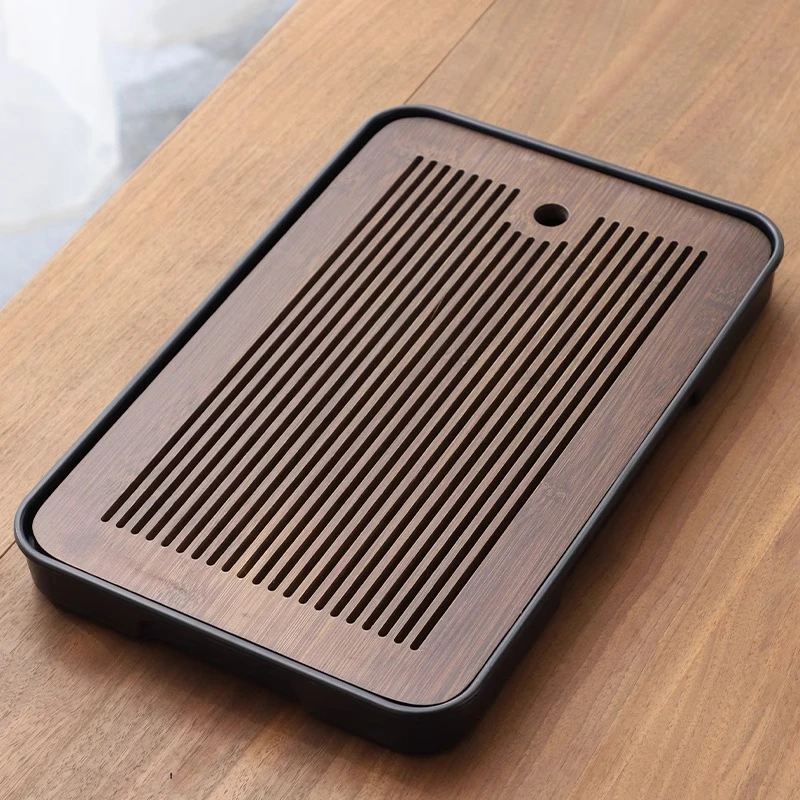 微瑕新款茶盘家用轻奢小型沥储水式茶台功夫茶具竹茶海干泡台托盘