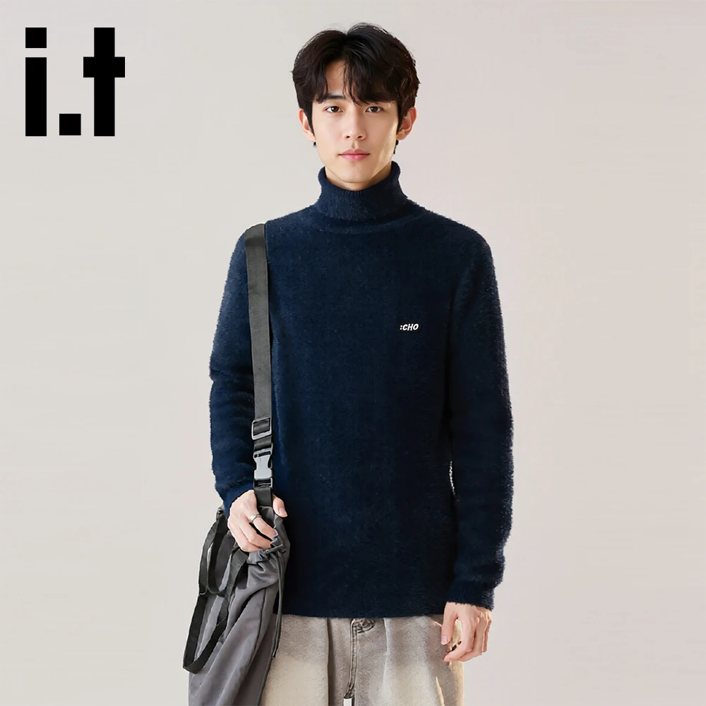 it:CHOCOOLATE个性简约高领休闲保暖毛衣男士2025秋冬季百搭上衣