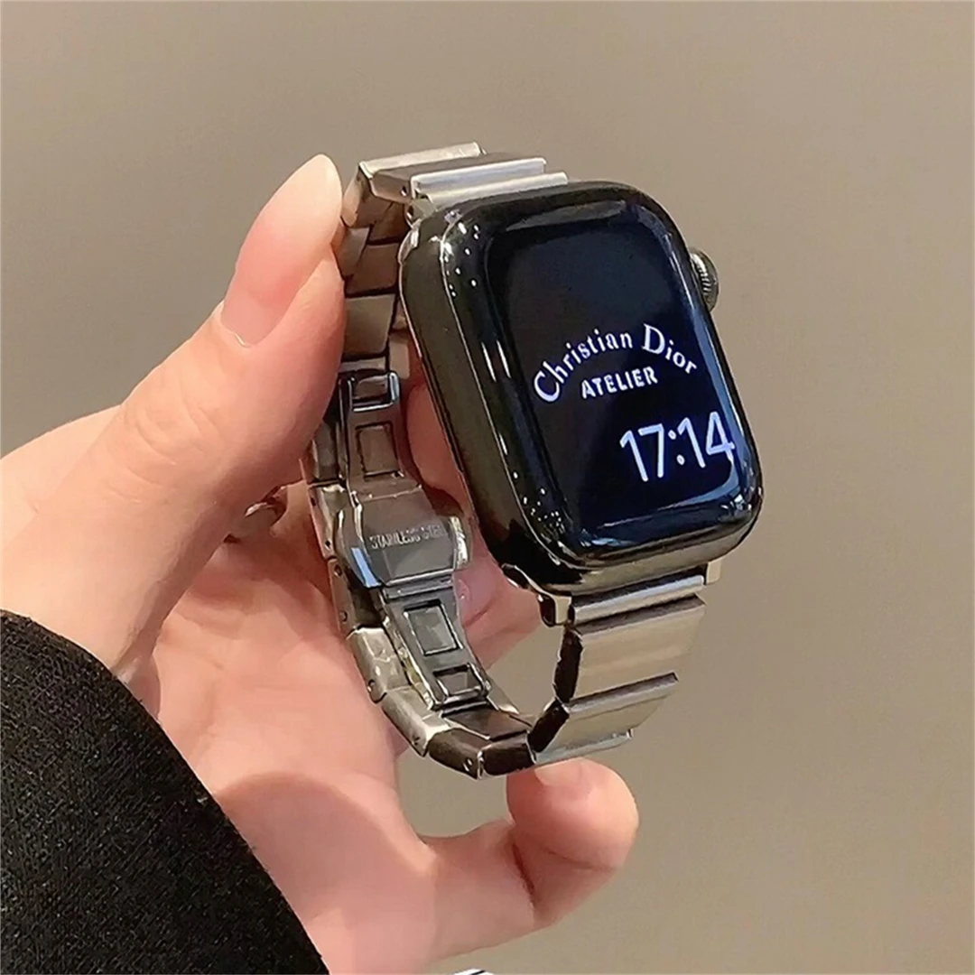 适用苹果手表iwatchS10表带S9不锈钢Ultra金属高级S8小蛮腰SE女生