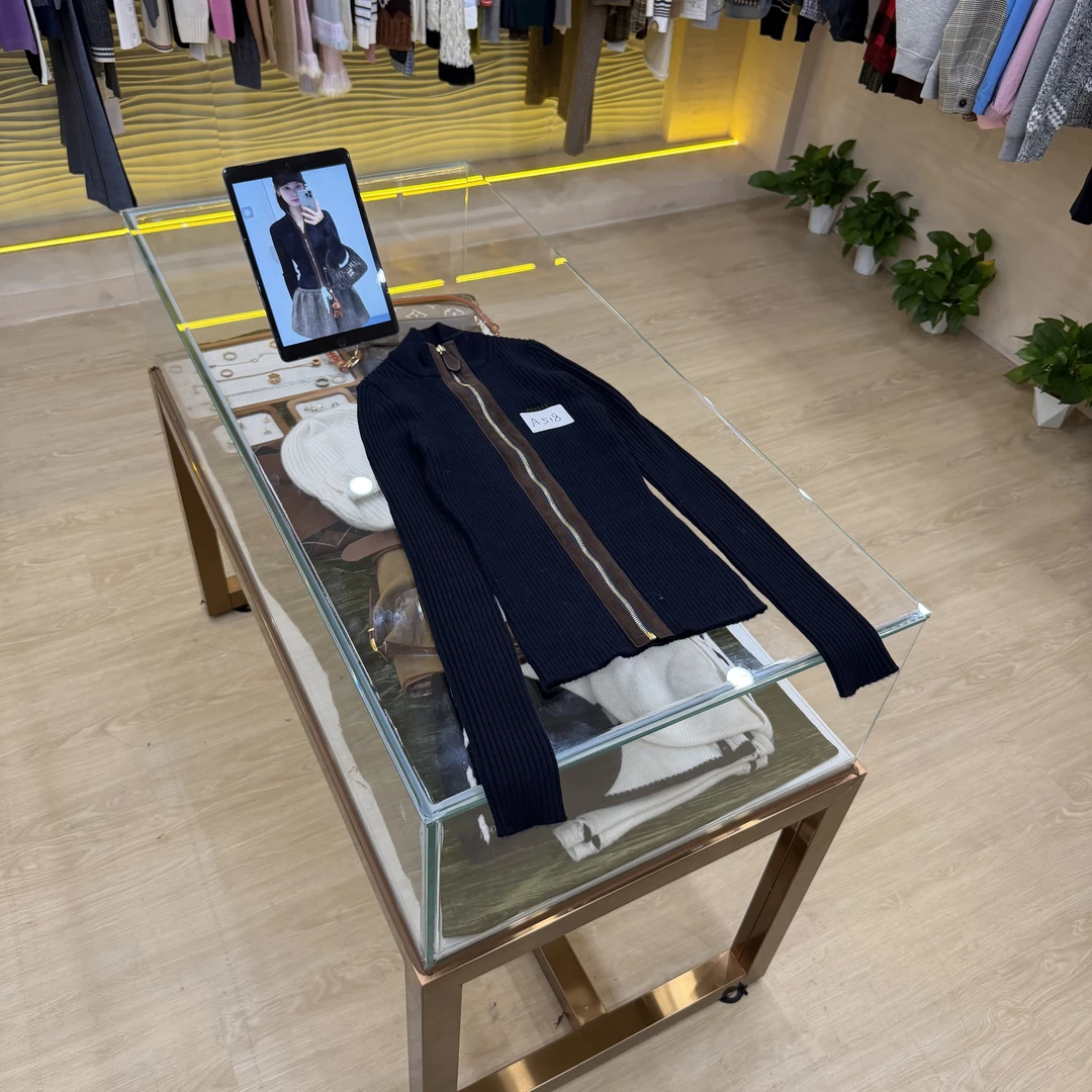 上衣【M家】高版本25n早秋新款长袖高领拉链修身款纯色针织衫开衫