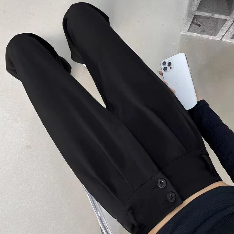 高腰西装裤春秋2025新款阔腿裤女显瘦垂感百搭窄版直筒休闲长裤子