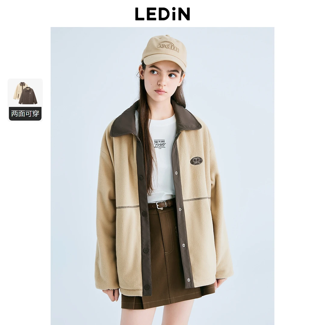 乐町两面穿翻领休闲厚外套C2AEF1115