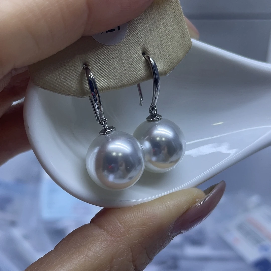 耳饰银S925镶嵌淡水珍珠