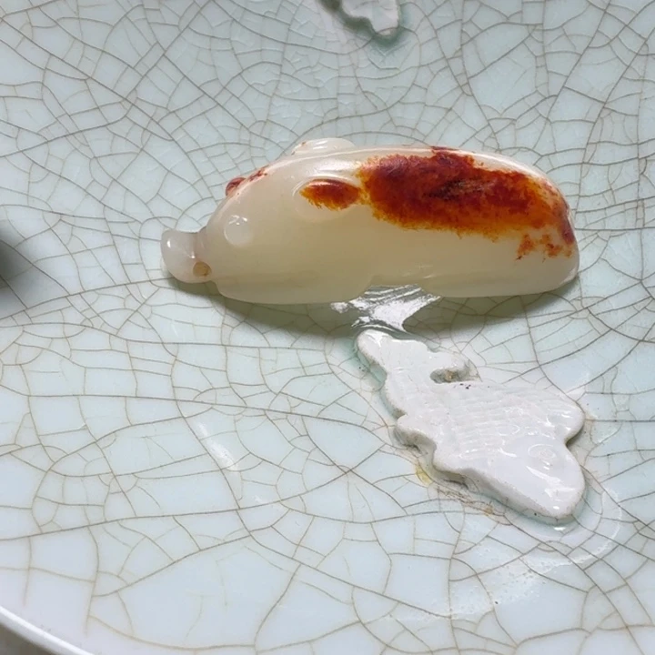 五***海瓷片双鱼青瓷开片大碗