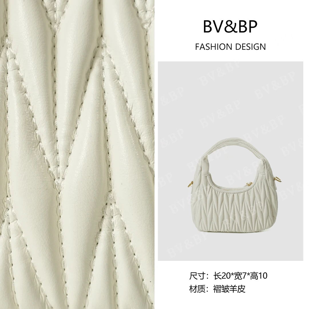 BV&BP· 原创设计 真皮高定单肩斜跨包  BV024-白色