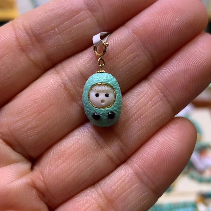 绿松石18K金镶嵌挂件