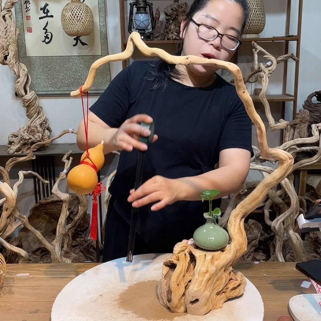 香榧木杜鹃根根艺摆件