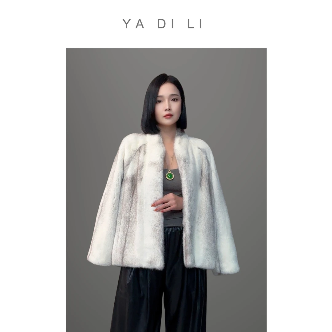 YATILLY/雅帝莉现代复古 经典十字貂水貂短款整貂皮草貂皮大衣冬
