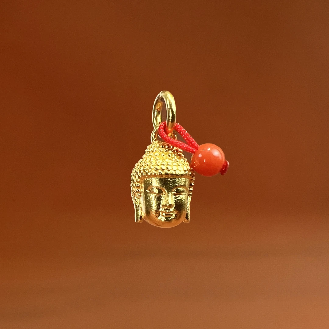 （加加）足金佛头+南红 6.3*10.2*6.5mm 金约1.4g+