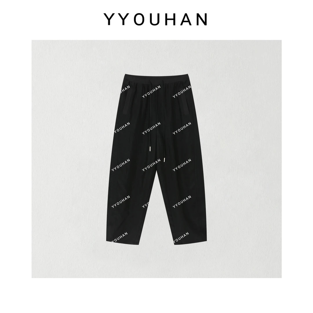 YYOUHAN 2025新款极简风宽边口袋无缝松紧腰百搭休闲裤 2505C3062