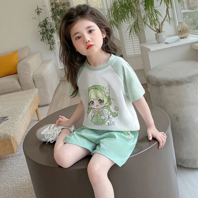 儿童夏季新款洋气韩版休闲2025女童短袖宽松套装女宝宝夏装两件套