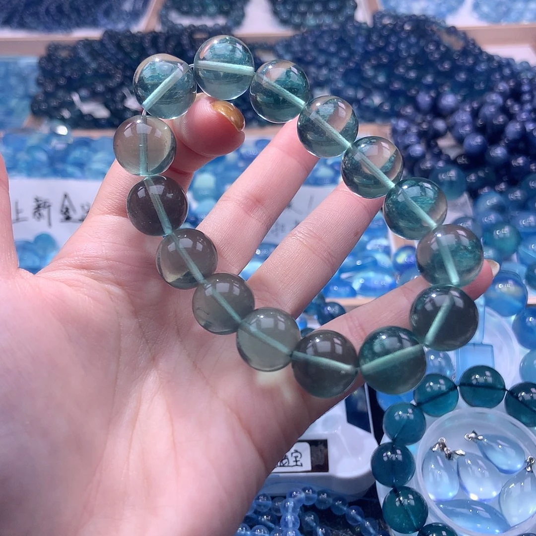 未镶嵌手串水晶魔鬼绿绿萤石14m【290元】要拍5件