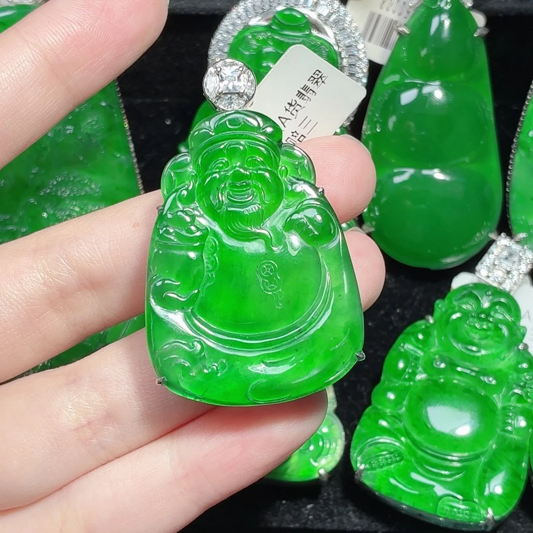 翡翠银S925镶嵌颈饰天然A货翡翠