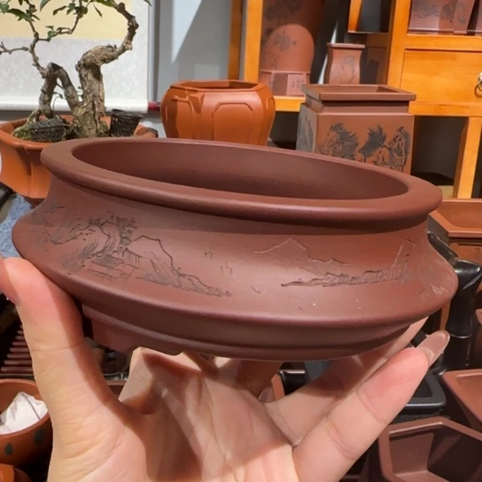 紫砂花盆口径11.5深度4