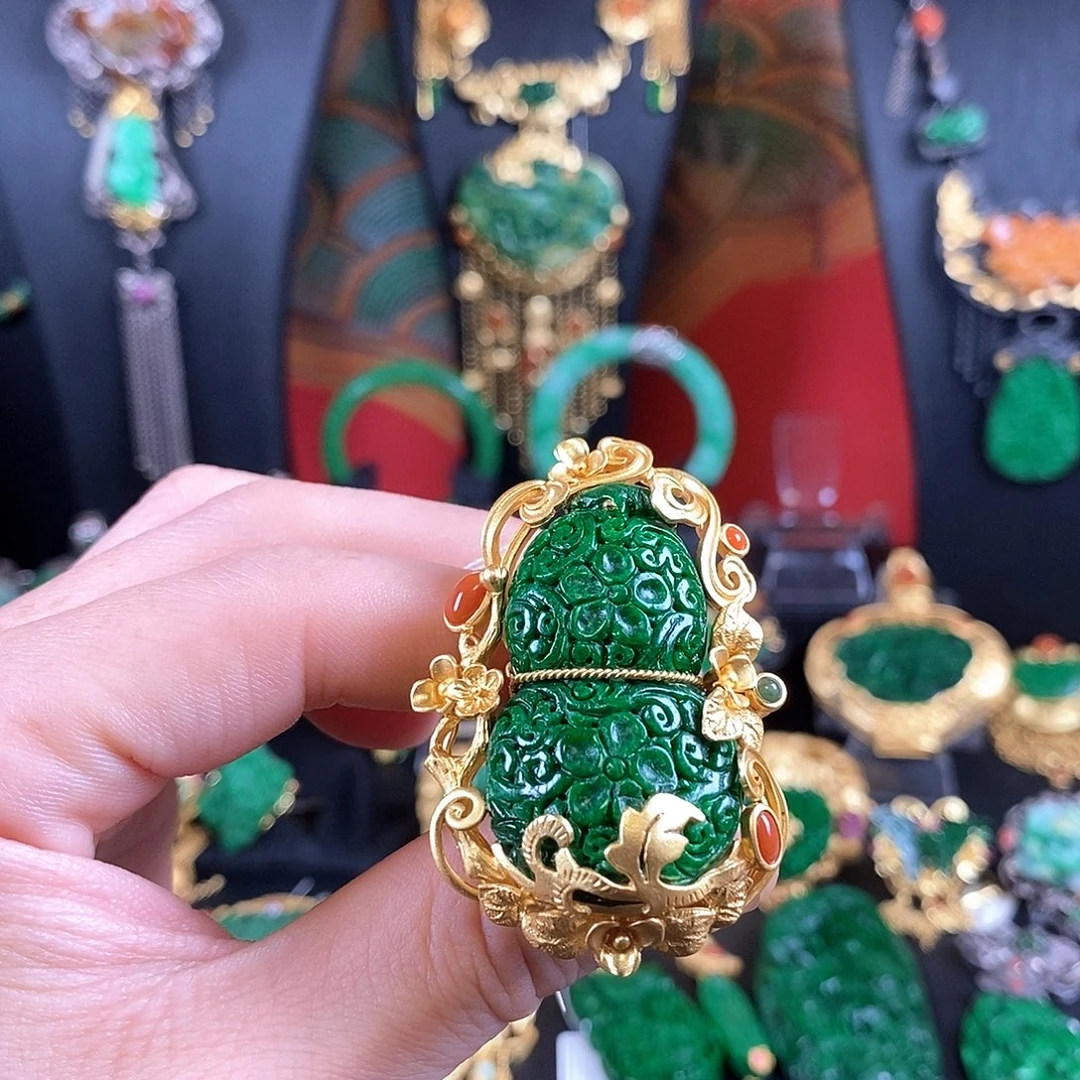 翡翠银S925镶嵌戒指戒指