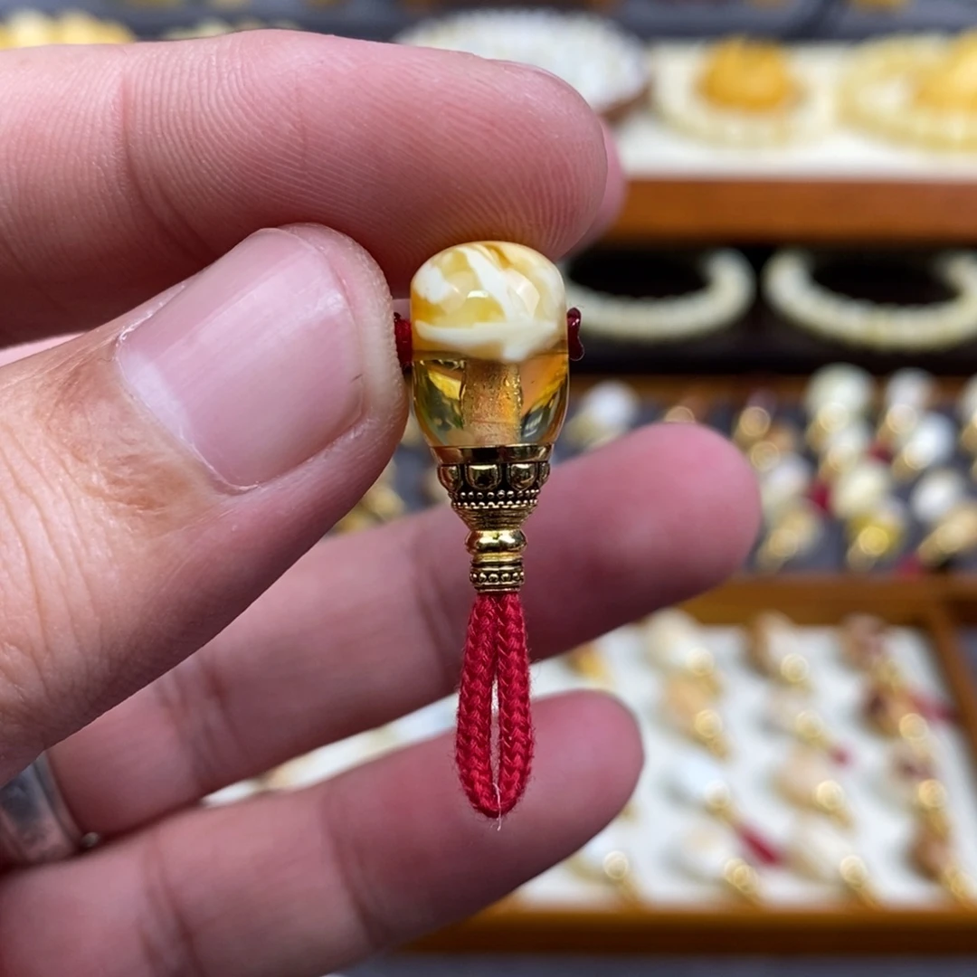 蜜蜡未镶嵌裸石配饰三通尺寸9.3