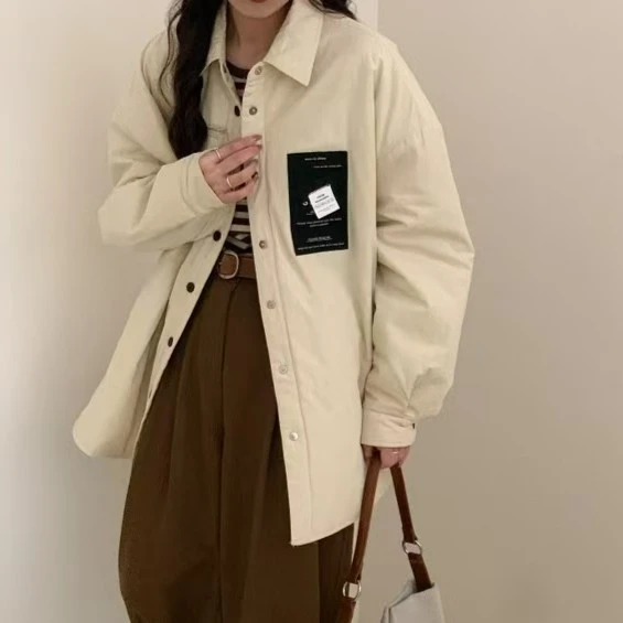小慧 秋冬时尚贴标衬衣式百搭休闲外套IL53
