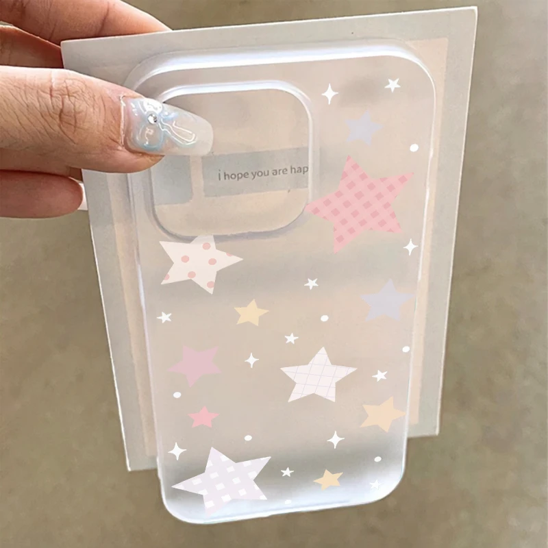 雅天立简约彩色星星适用苹果16promax手机壳iPhone13软壳1514磨砂