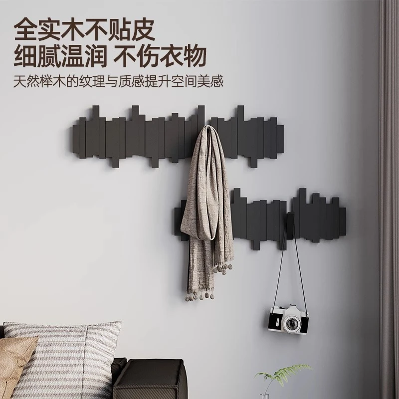 实木钢琴键挂衣架卧室墙上壁挂衣钩玄关入户门后挂衣钩门口衣帽架