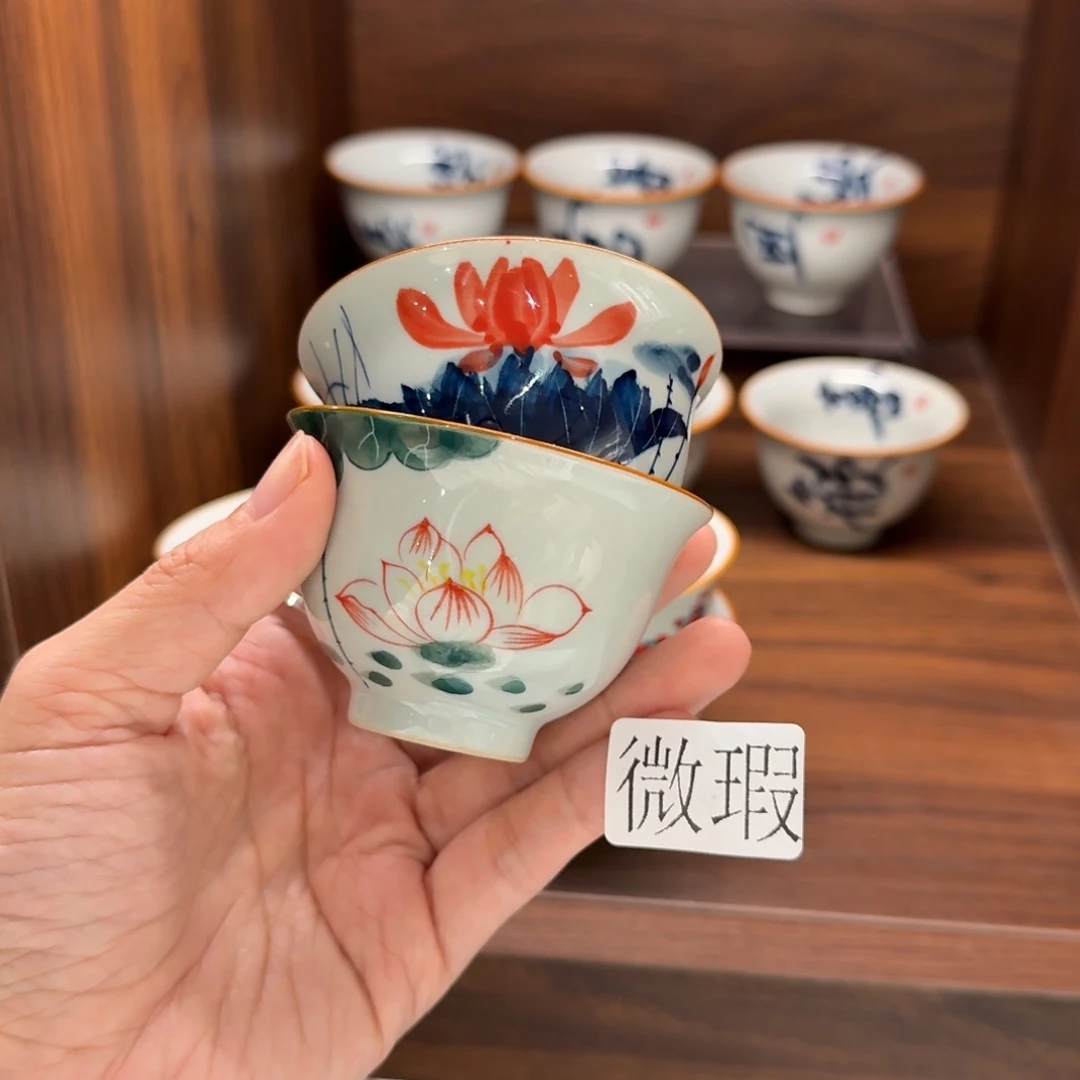 釉下手绘茶具微瑕