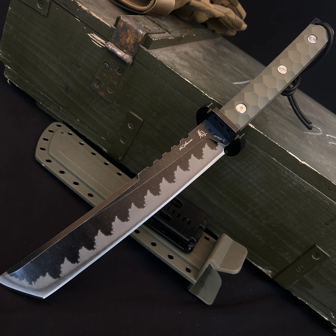 【花纹-钢狼绿】户外锋利家用多功能剔骨一体龙骨加厚k鞘瓜果刀