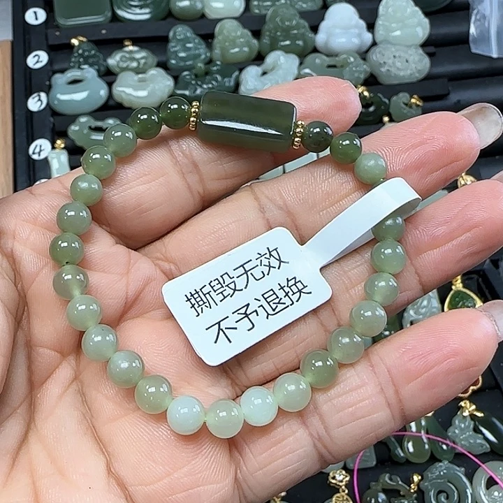 和田玉手链银S925镶嵌雨*