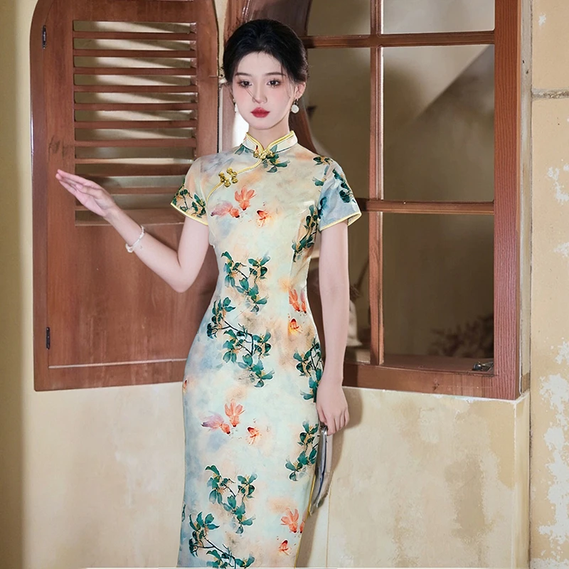 旗袍新中式改良年轻款2025新款文艺夏季少女浅色民国风气质