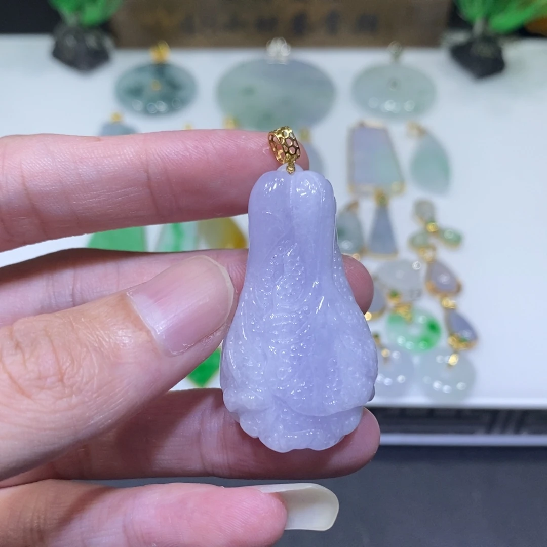 翡翠18K金镶嵌吊坠(不含链)