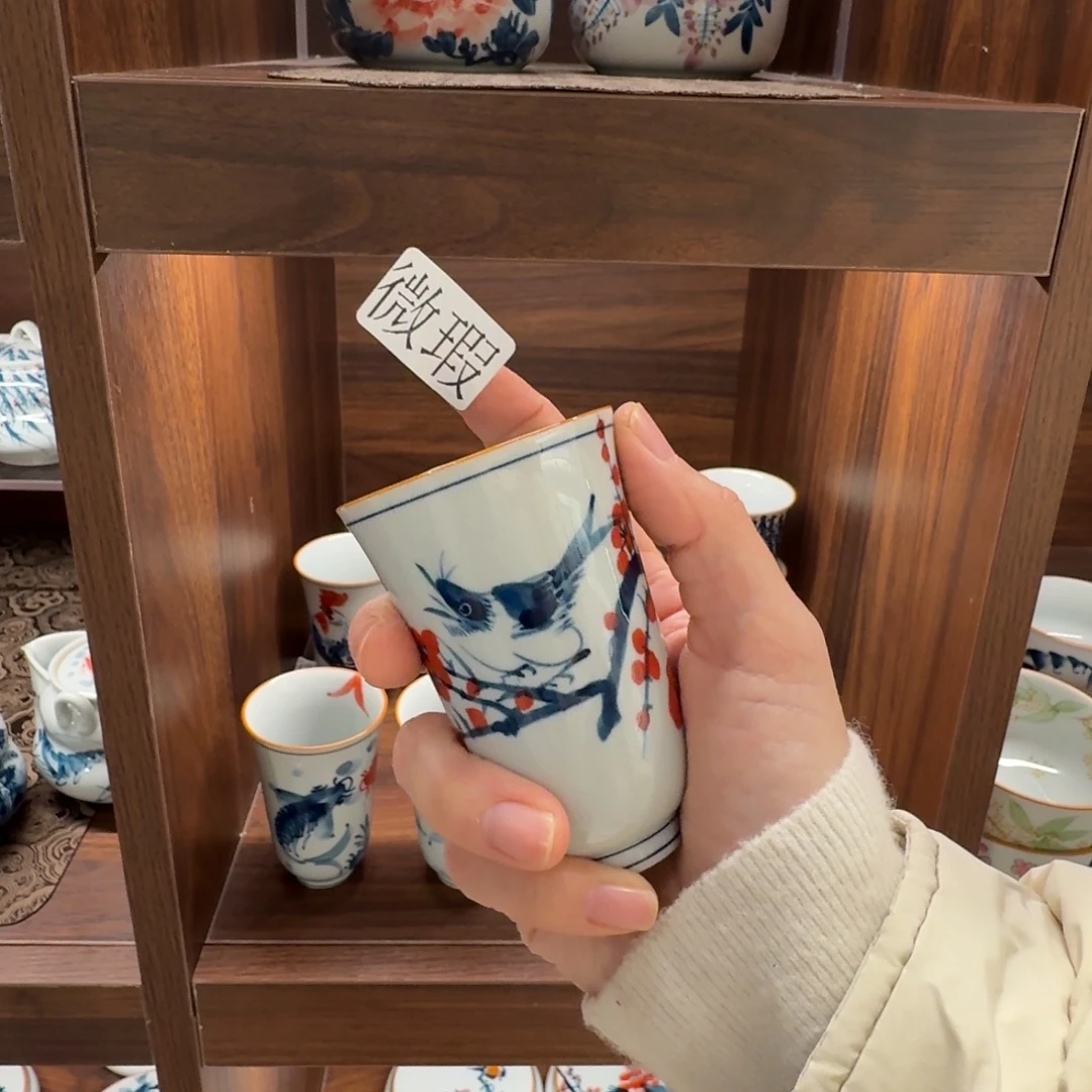 釉下手绘茶具微瑕