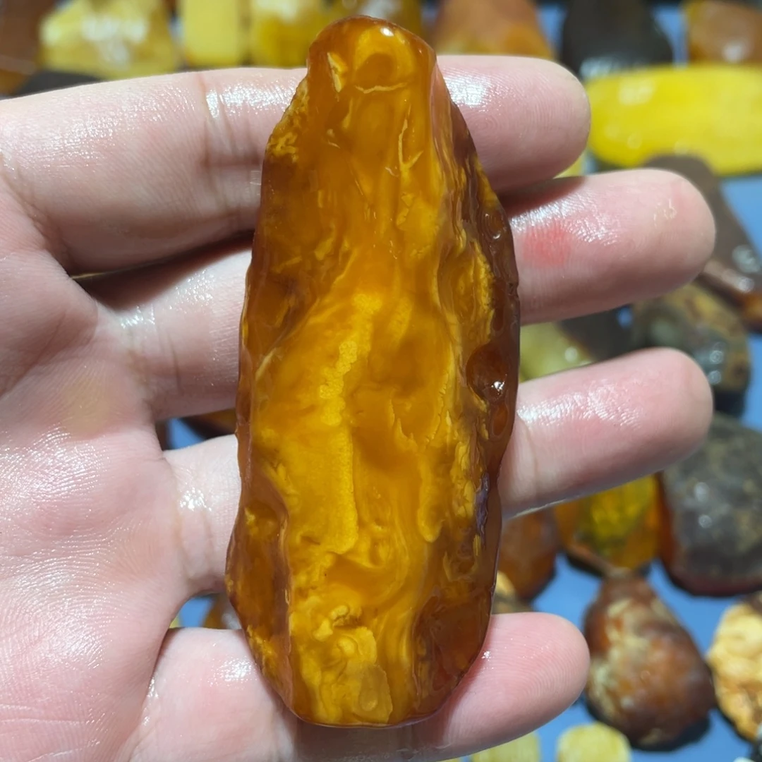 定制蜜蜡未镶嵌手把件，可雕刻人生如意