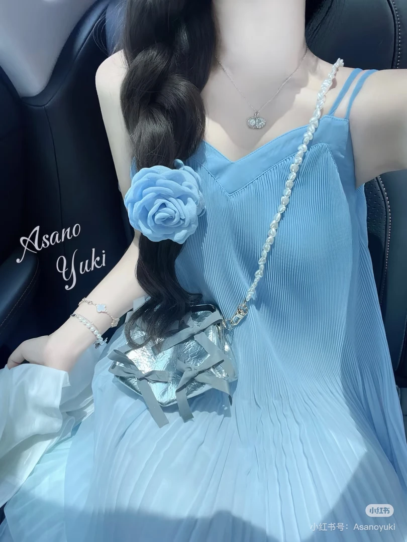 夏季慵懒复古性感甜美连衣裙吊带裙