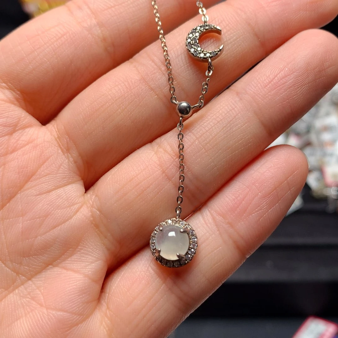 翡翠戒指银S925镶嵌吊坠