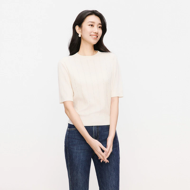 【晨粉专享价】25春季新款舒适经典通勤百搭针织衫女上衣KZ03727V1