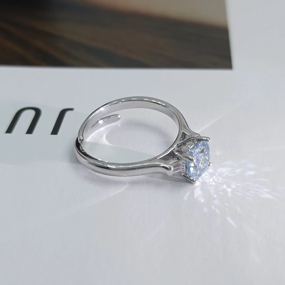 铜合金莫桑石戒指 XS-52691 戒指欧美简约轻奢小众时尚