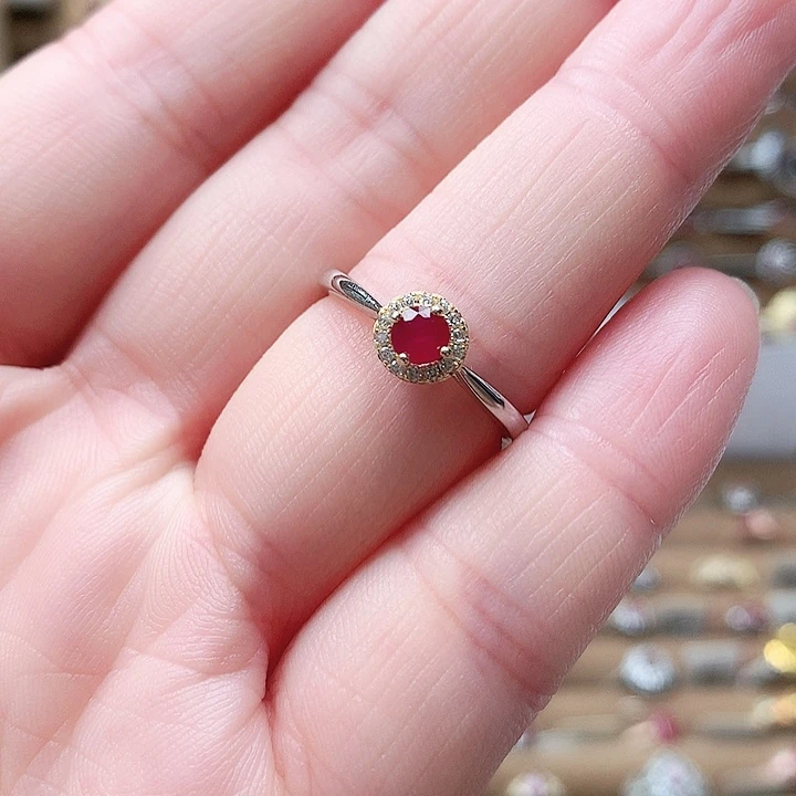 红宝石银S925镶嵌戒指