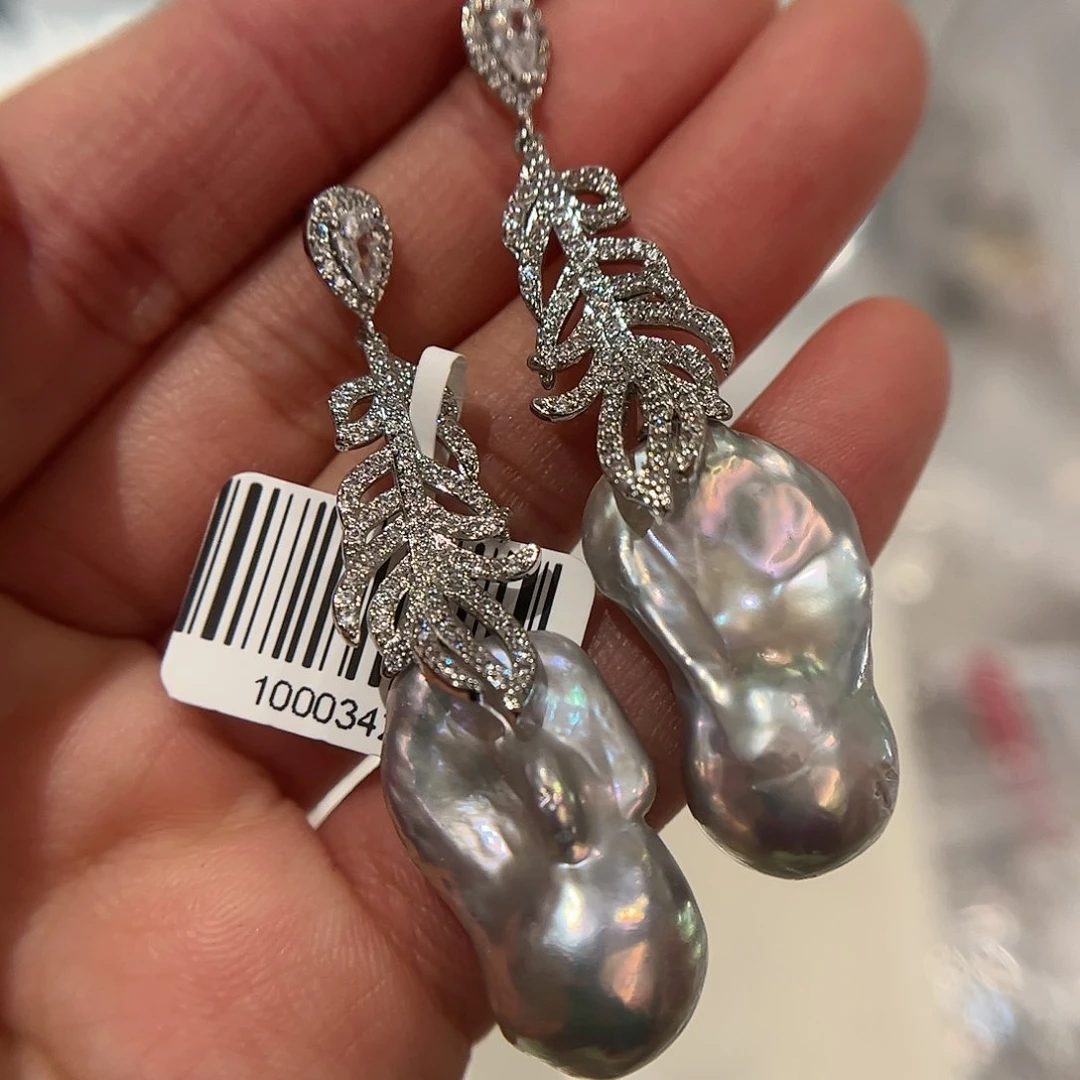 淡水珍珠耳饰合金