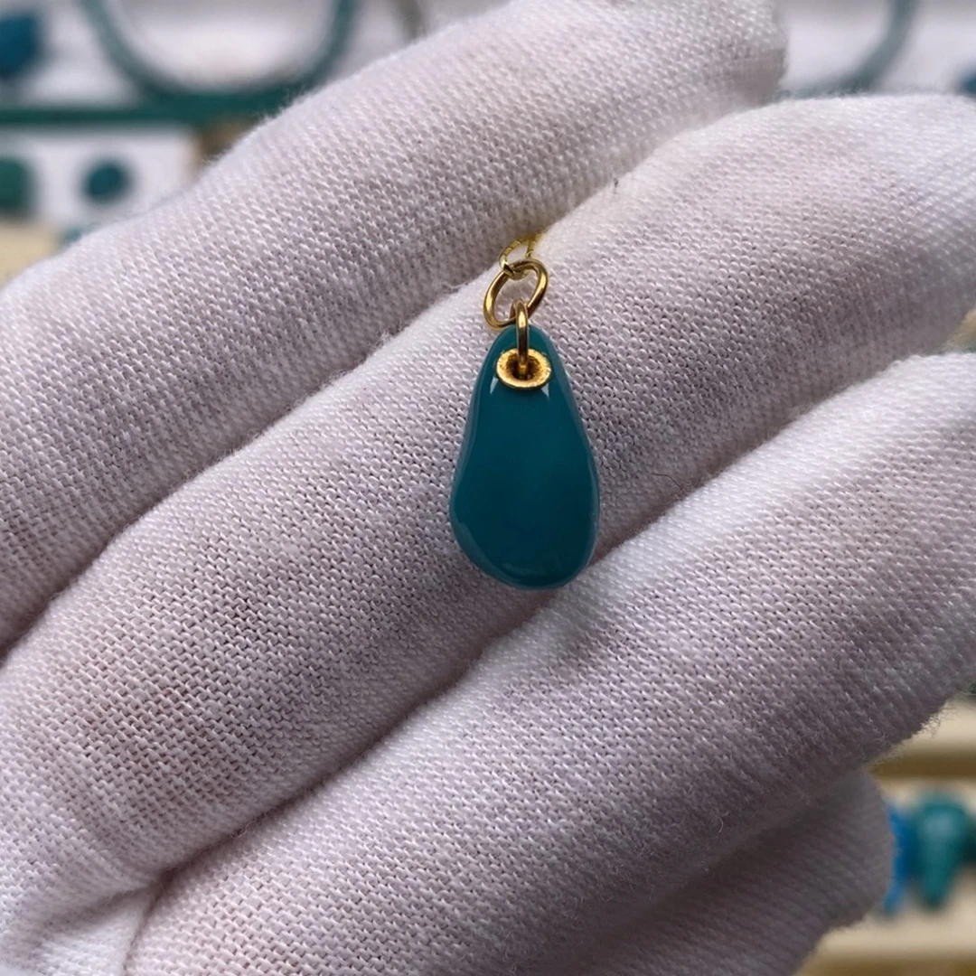 绿松石未镶嵌珠宝奇石随型侧挂8mm