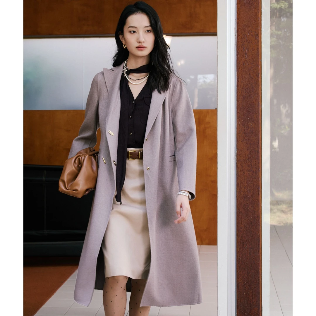【千颂妮专享】她翼秋冬气质时尚百搭羊绒毛呢中长款ET8245233331