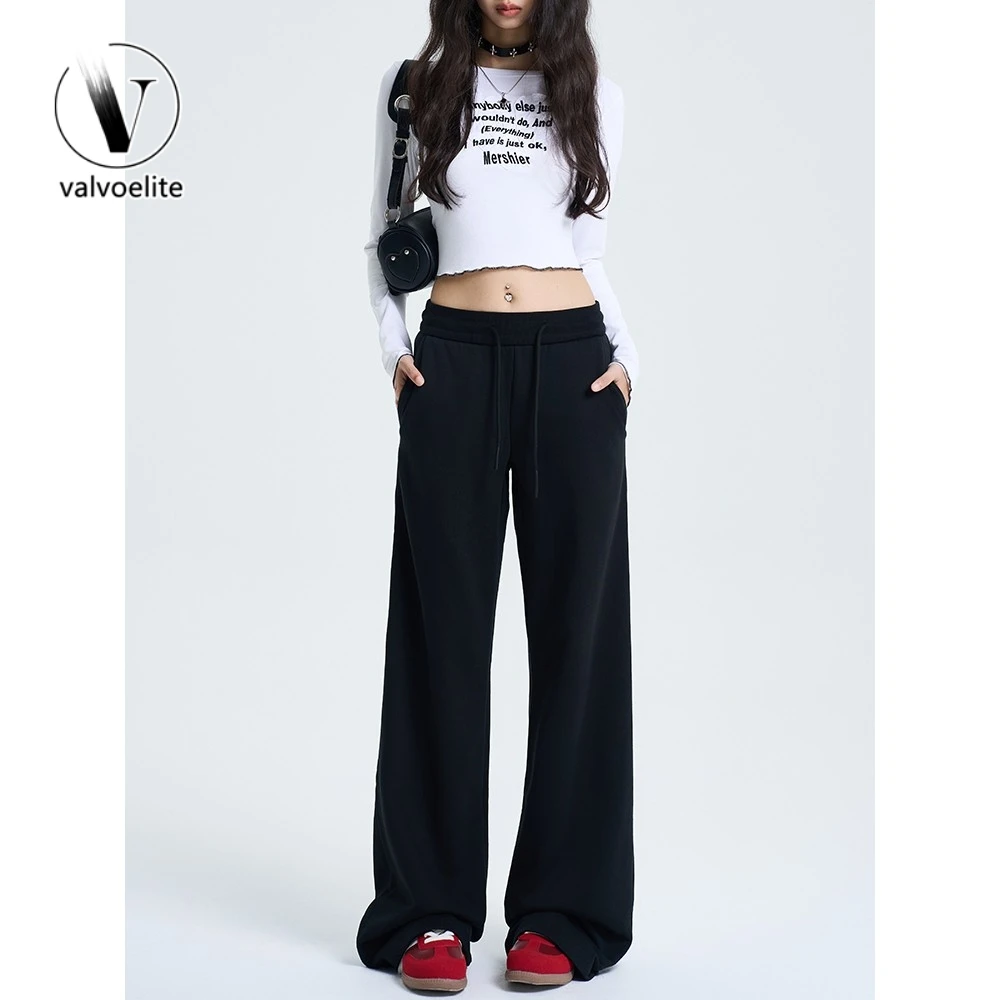 VALVOELITE休闲运动卫裤女2025新款春季百搭休闲美式直筒阔腿裤子