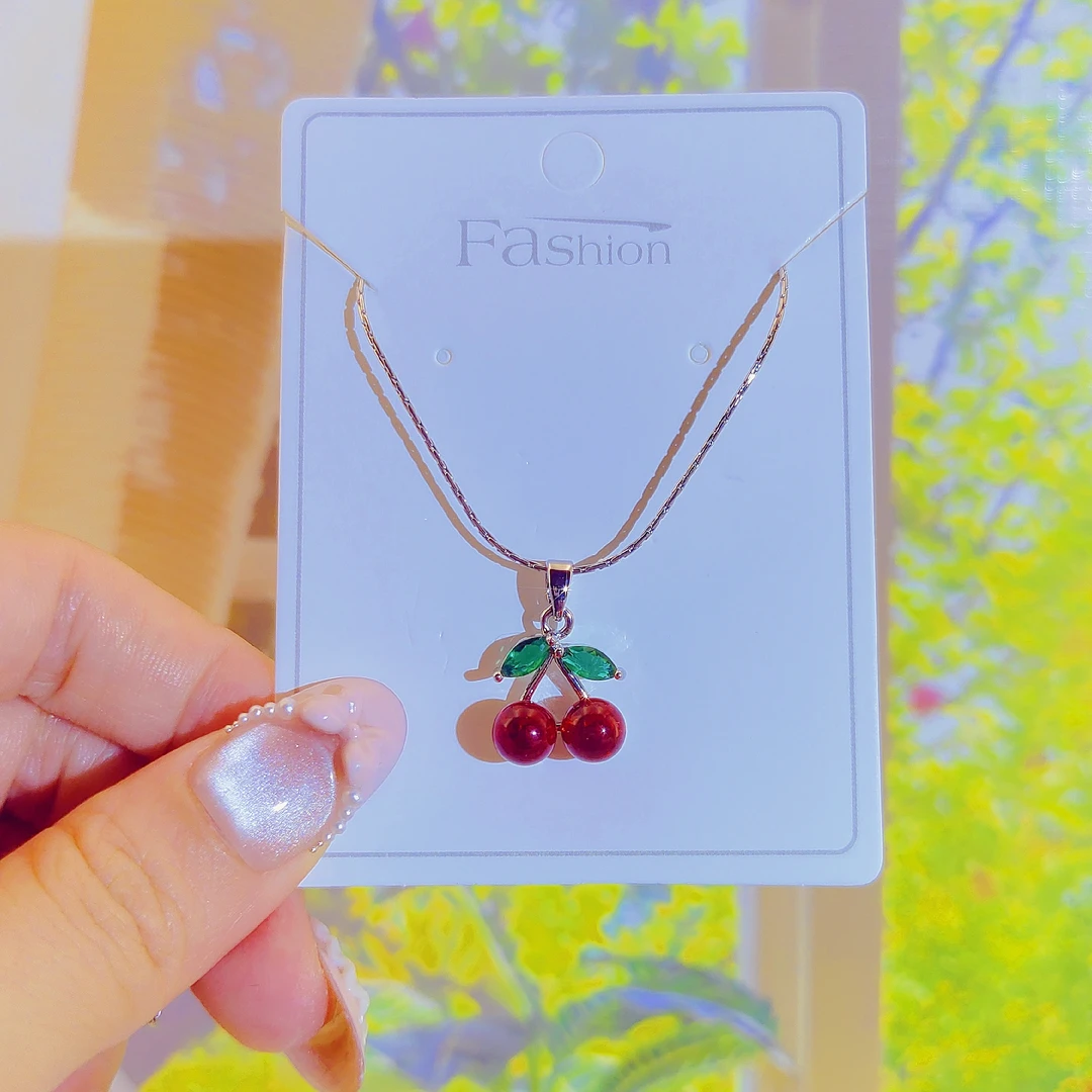 钛钢项链 百搭红色时尚轻奢气质精致坠链小清新简约钛钢锁骨项链