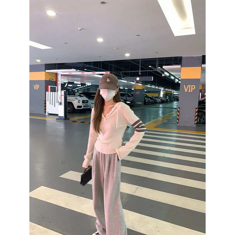 大小姐77日常好穿显瘦显腿长韩系慵懒灰色阔腿裤休闲裤拖地裤卫裤