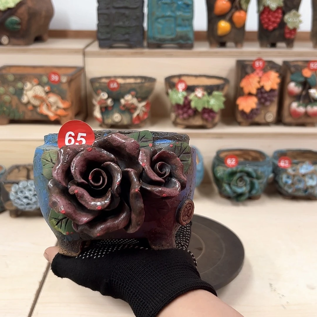 紫砂花盆65号内口11×8外高10