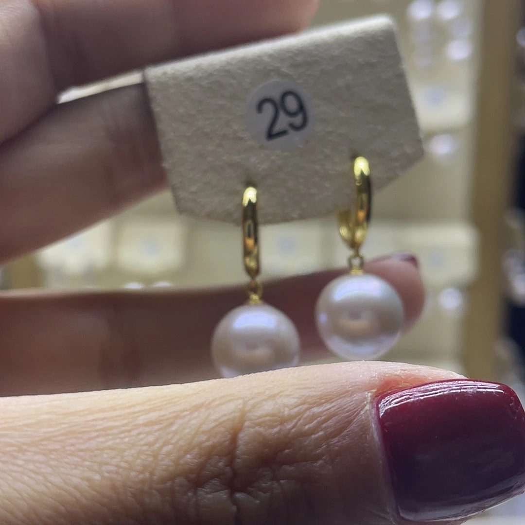 淡水珍珠耳饰银S925镶嵌