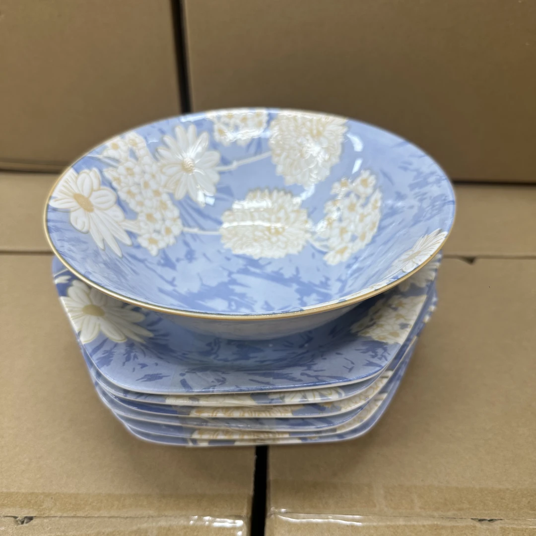 一个碗6个盘子套件陶瓷复古a