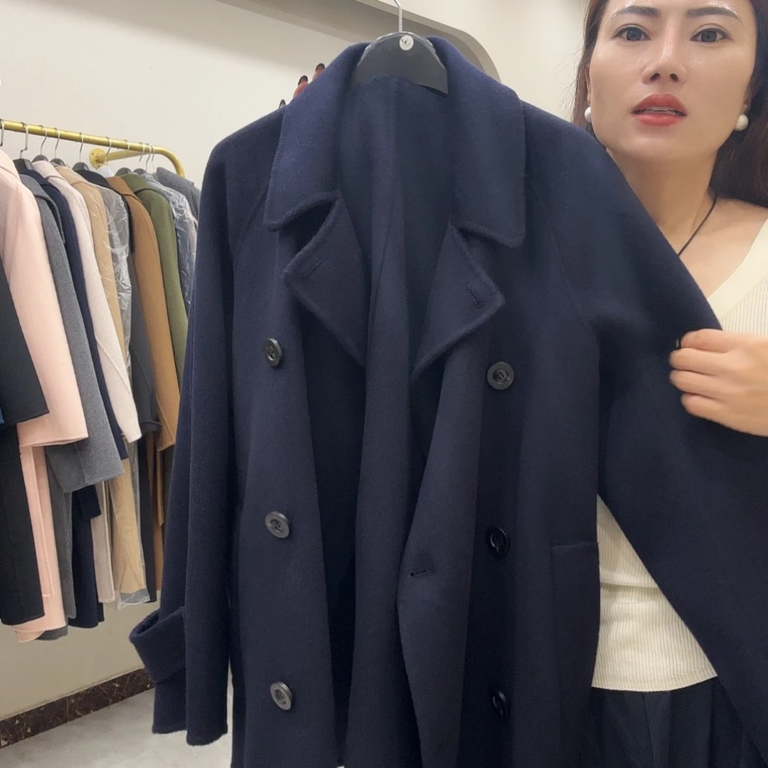 羊绒中长款藏青小码