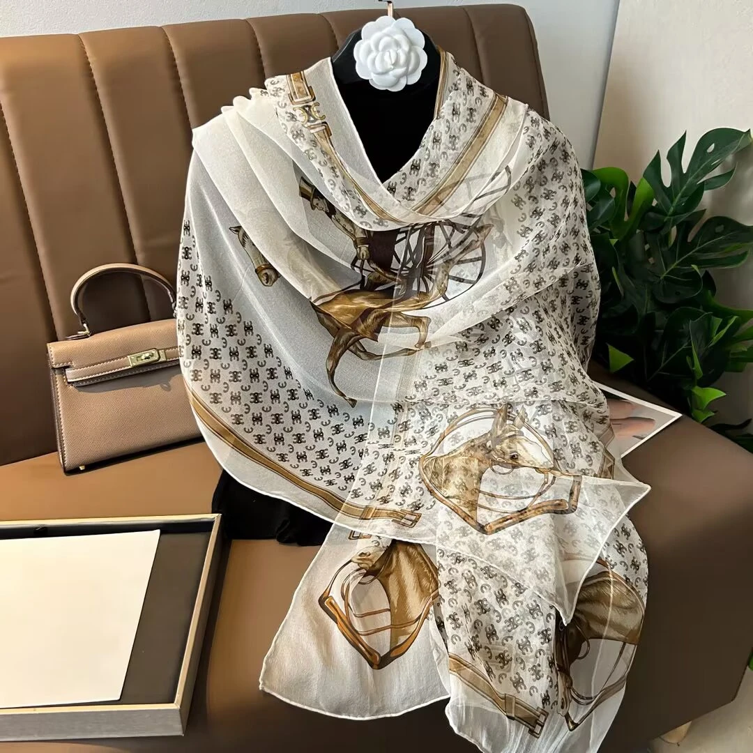 【XQ11】宫丽85x185cm纯100桑蚕丝纱巾沙滩防晒披肩春夏薄款