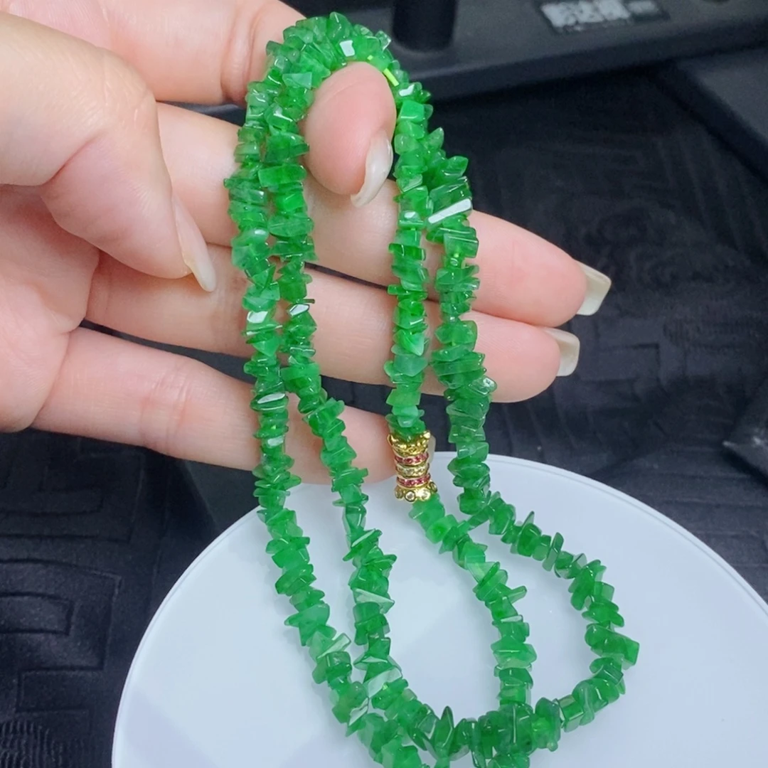 翡翠未镶嵌项链碎碎