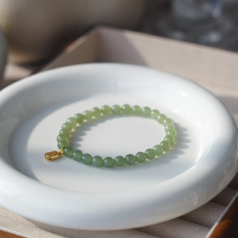 缀瑞 和田玉青海料单圈国风手串